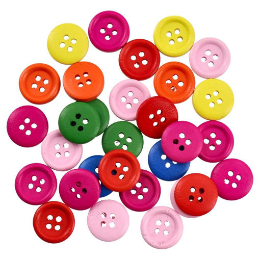 Picture of WOODEN BUTTONS ASSORTED COLOURS 30 PACK